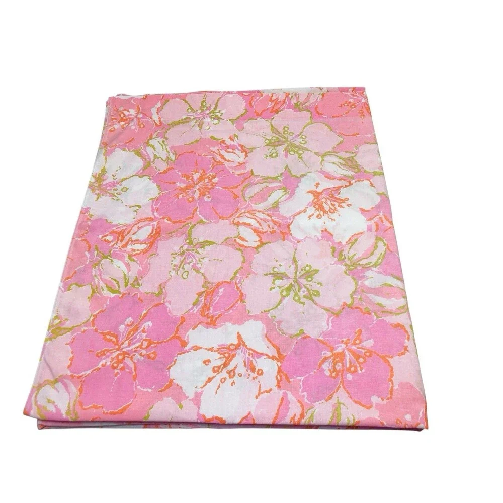 Vintage Cannon Monticello Full Size Flat Sheet Pink Floral 60s Retro Mod Hippie